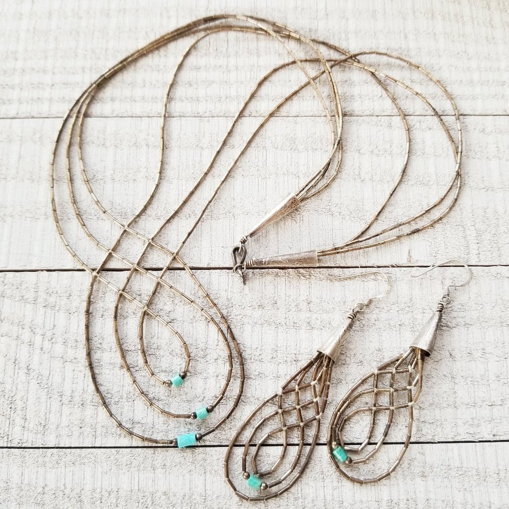 Native American Liquid Silver 925 Necklace Infinity Loop Vintage Boho